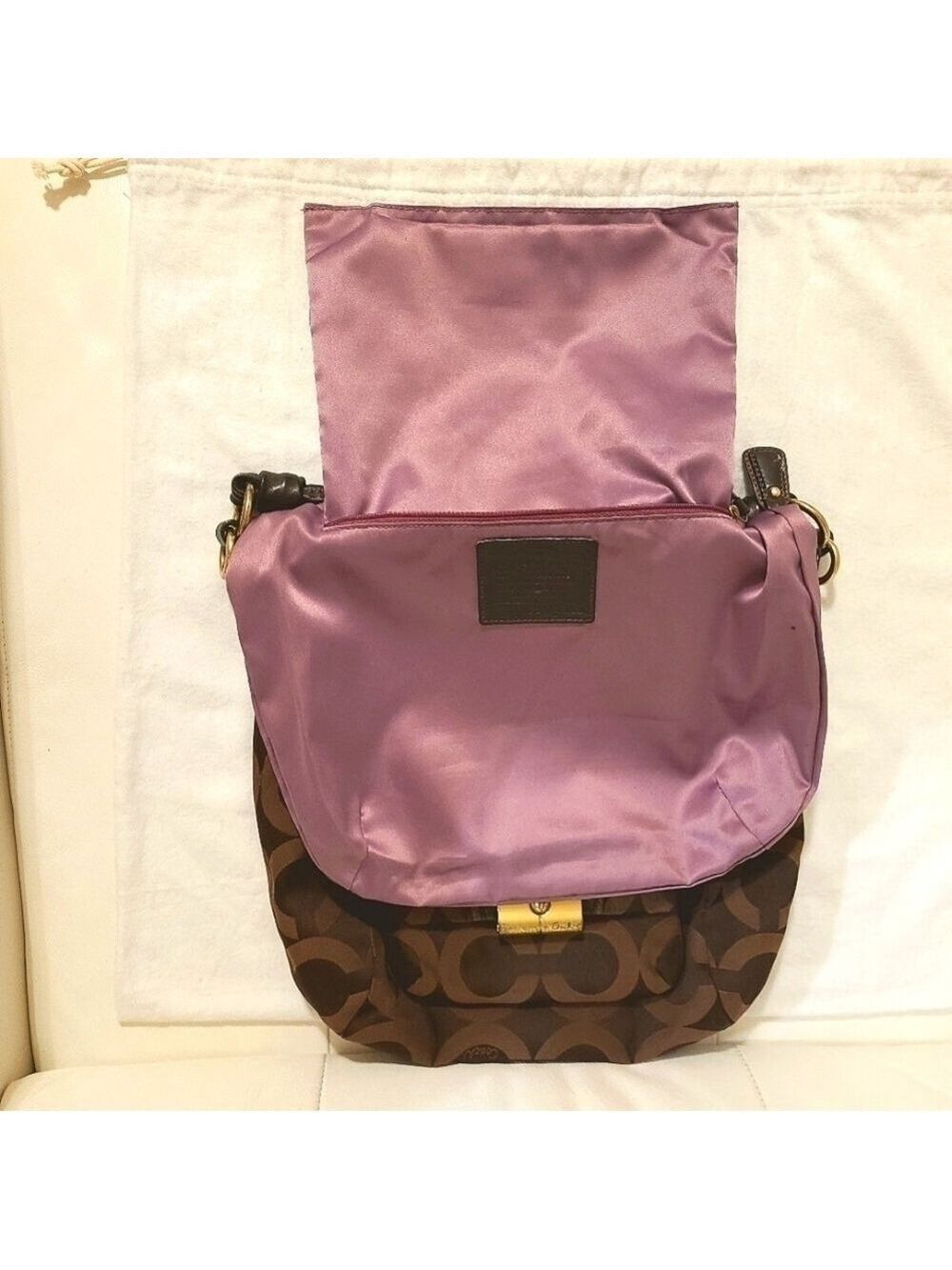 Coach Kristin Y2K Op Art Hobo Signature Monogram Shoulder Bag Chocolate Brown - Picture 12 of 16